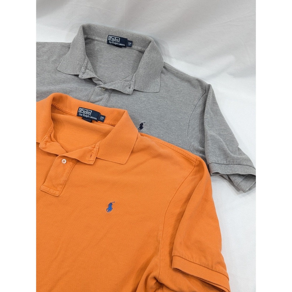 2) Two Vtg Polo Ralph Lauren Shirt Mens 2XB Big Short Sleeve Knit Cotton‎